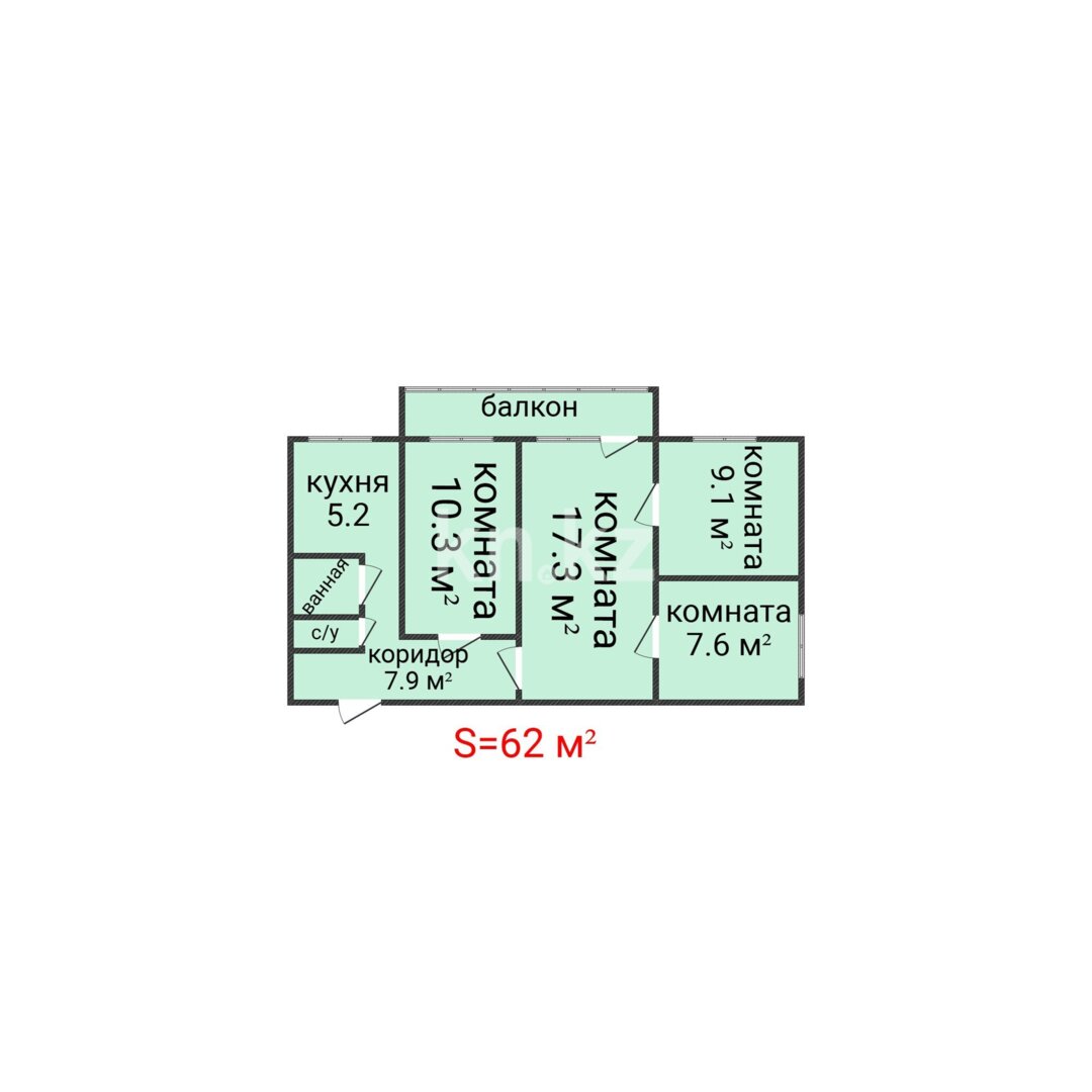 Продажа 4-комнатной квартиры, 62 м² в Костанае - фото 2