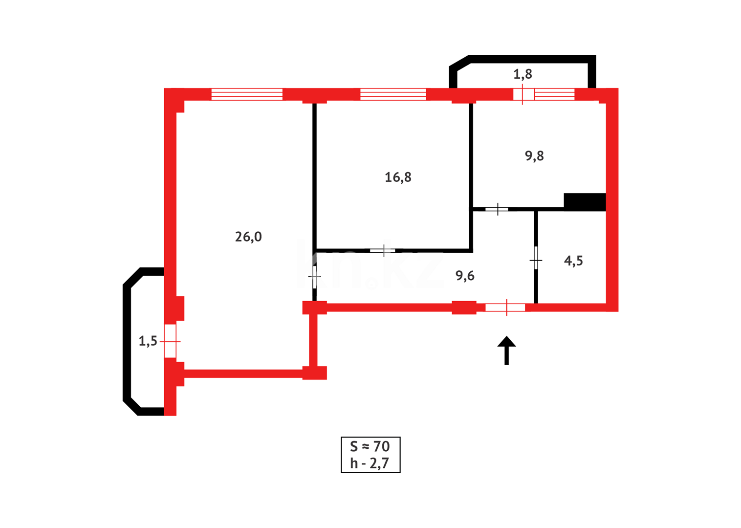 Продажа 2-комнатной квартиры, 70 м² в Караганде - фото 10