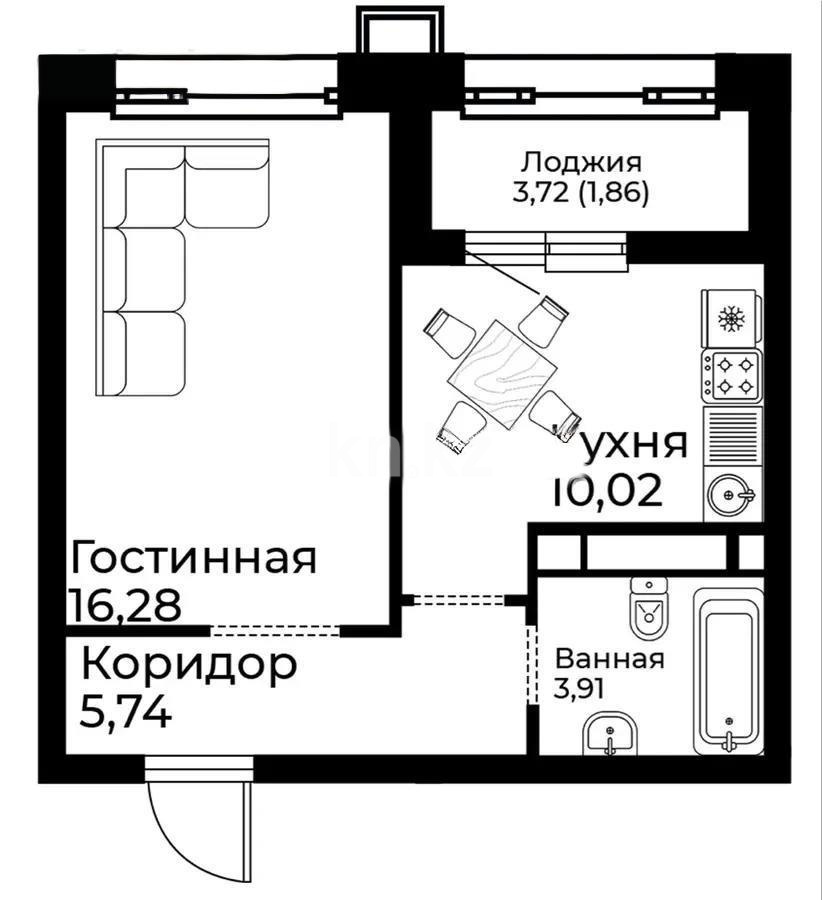 Продажа 1-комнатной квартиры, 37.4 м² в Астане