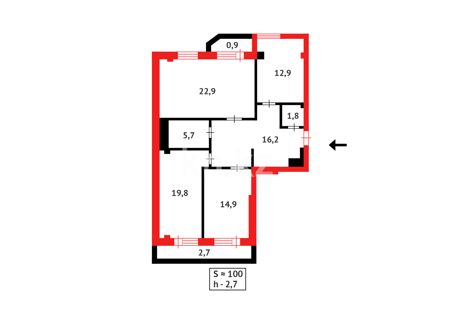 Продажа 3-комнатной квартиры, 100 м² в Астане - фото 11