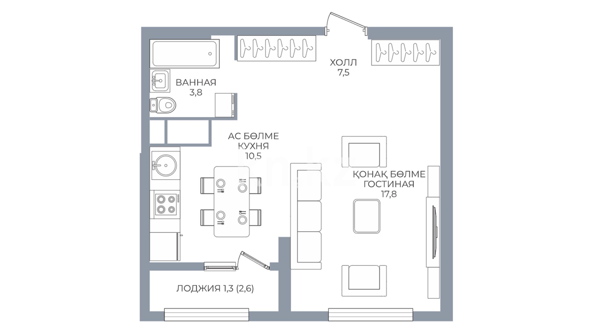 ЖК Riviera Plus, 1-комнатная, цена 43 812 600 ₸, 1 066 000 ₸&nbsp;/&nbsp;м²