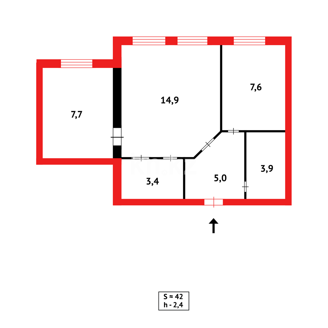 Продажа 2-комнатной квартиры, 42 м² в Караганде - фото 14