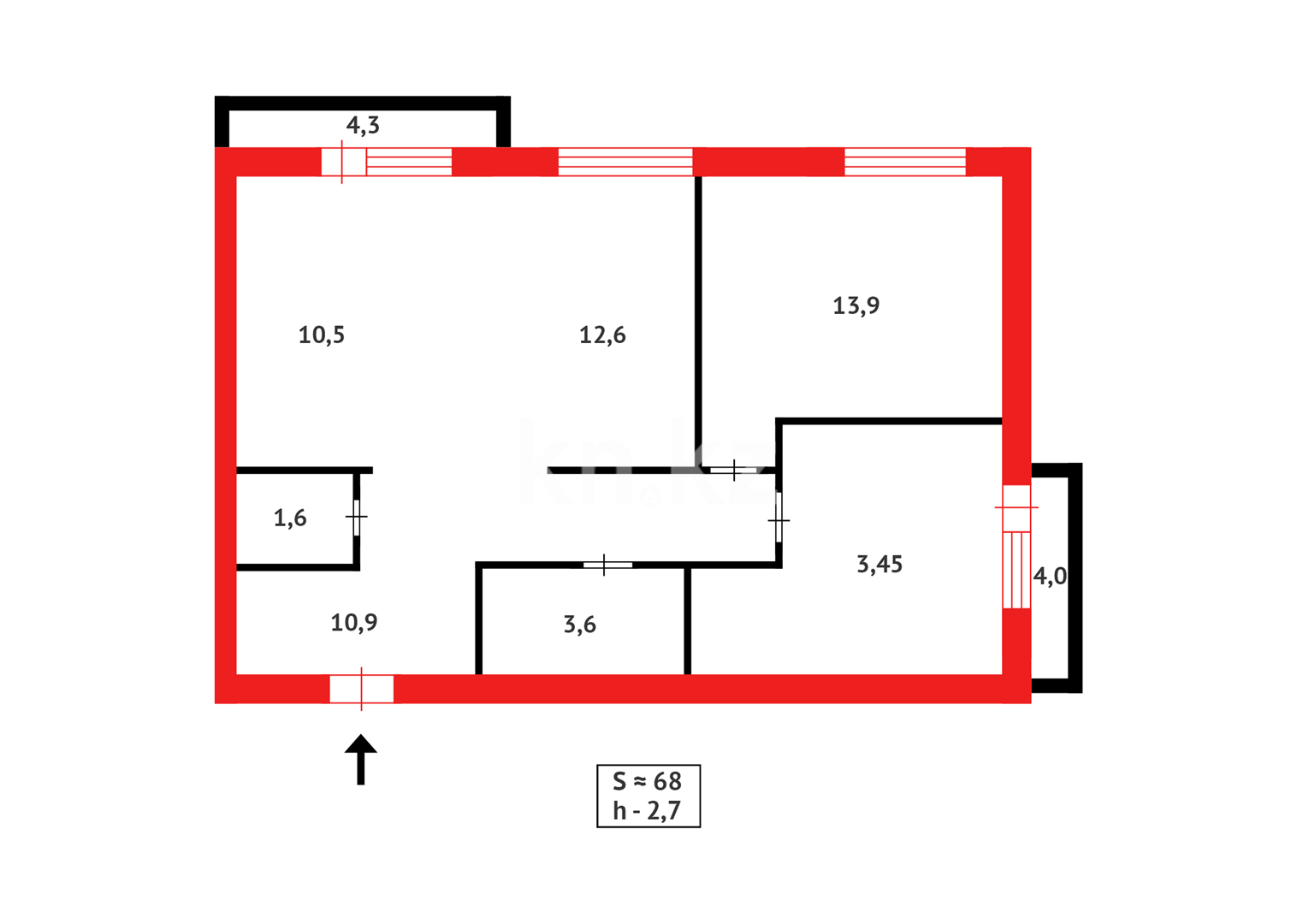 Продажа 3-комнатной квартиры, 68 м² в Караганде - фото 12
