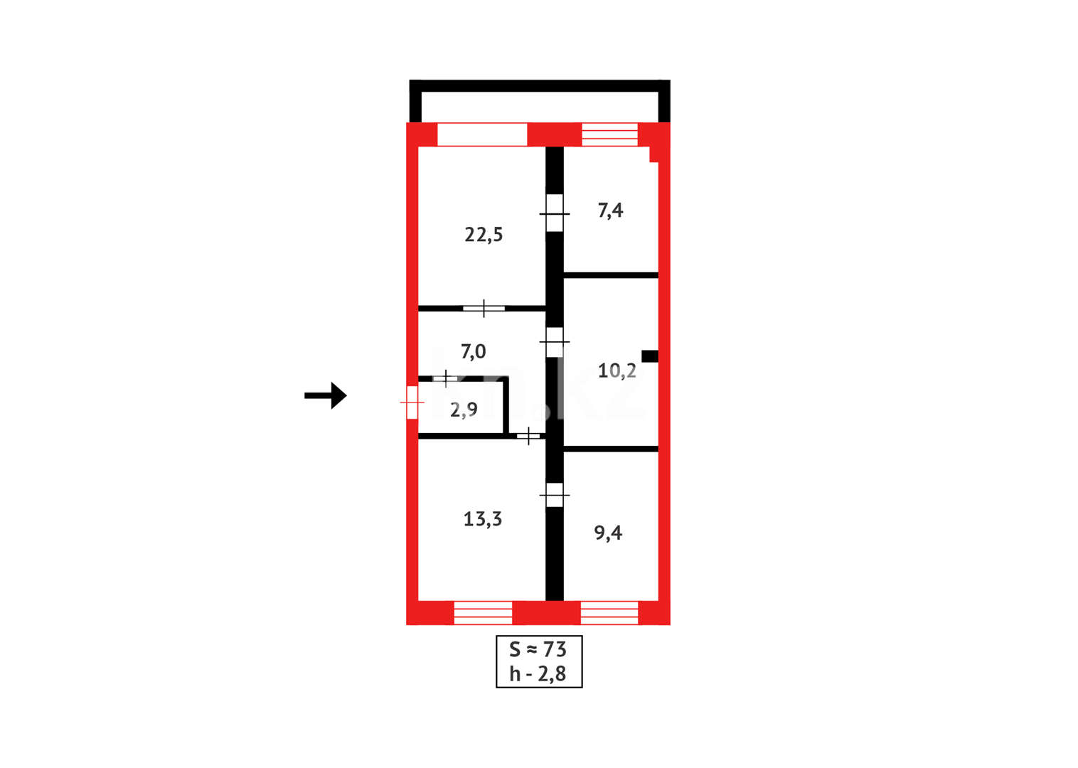 Продажа 3-комнатной квартиры, 73 м², ул. Комиссарова, дом  15 в Караганде - фото 14