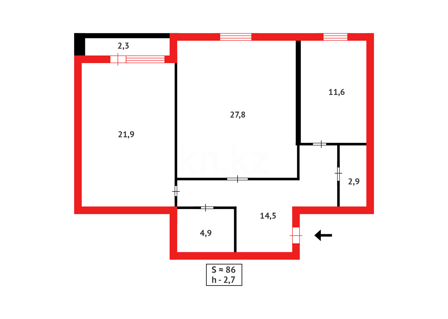 Продажа 2-комнатной квартиры, 85.9 м² в Астане - фото 13