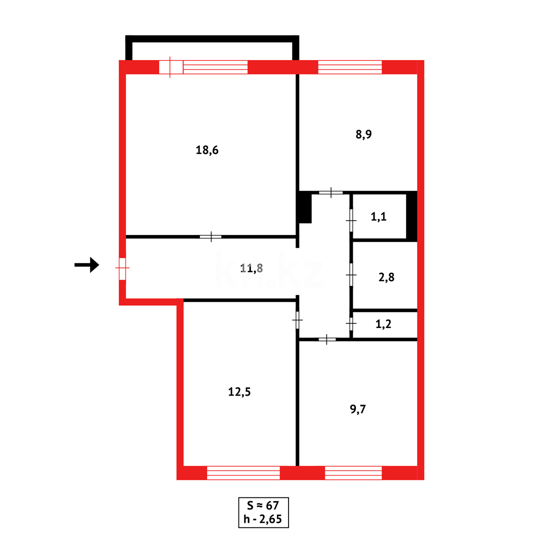 Продажа 3-комнатной квартиры, 67 м² в Караганде - фото 18