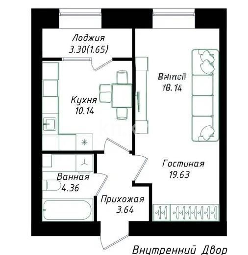 Продажа 1-комнатной квартиры, 40 м² в Астане