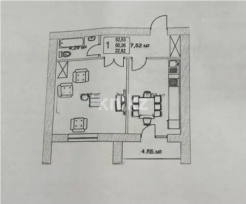 Продажа 1-комнатной квартиры, 51 м², ул. Жошы хана, дом  13 в Астане