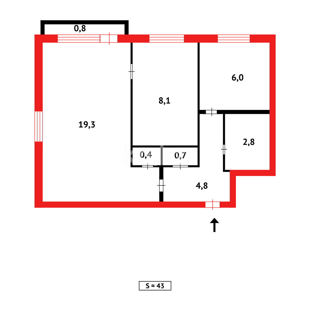Продажа 2-комнатной квартиры, 42 м², ул. Матросова в Темиртау - фото 11