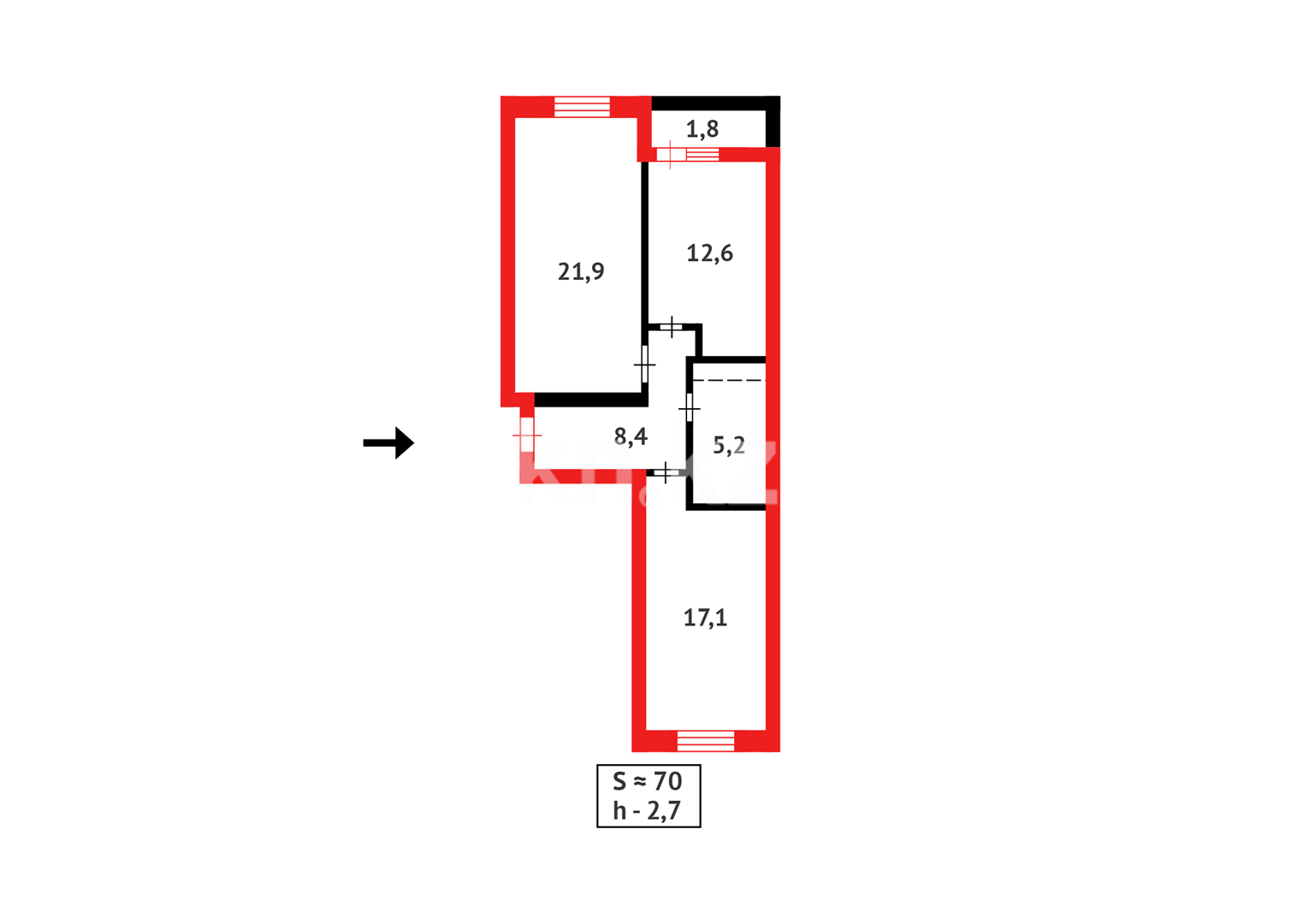 Продажа 3-комнатной квартиры, 69.7 м² в Астане - фото 12