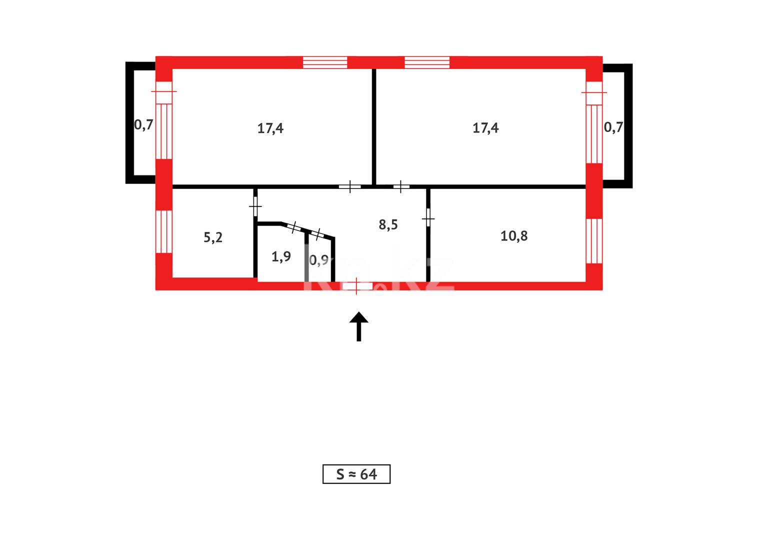 Продажа 3-комнатной квартиры, 63 м², ул. Байтурсынова в Темиртау - фото 12