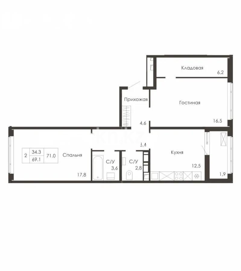 Продажа 3-комнатной квартиры, 71 м² в Астане - фото 2