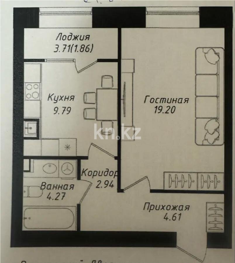 Продажа 1-комнатной квартиры, 43 м² в Астане