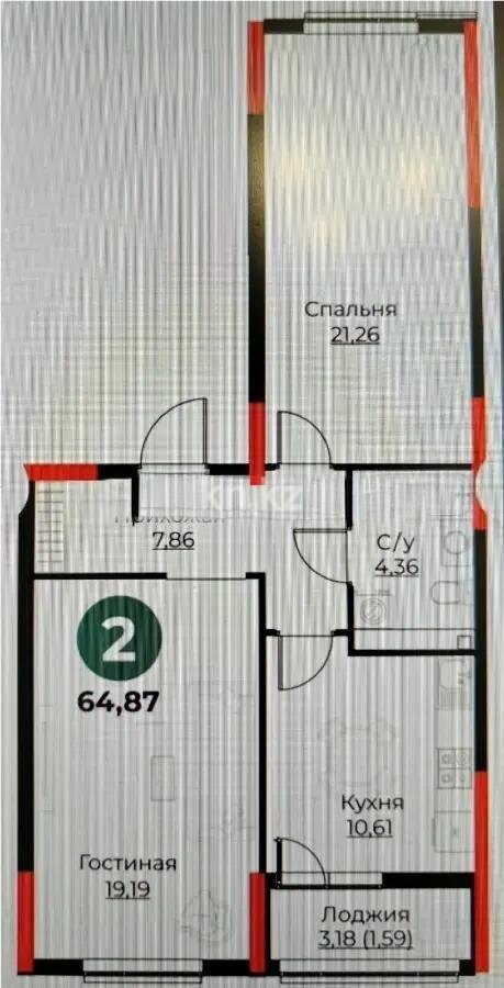 Продажа 2-комнатной квартиры, 65 м² в Астане