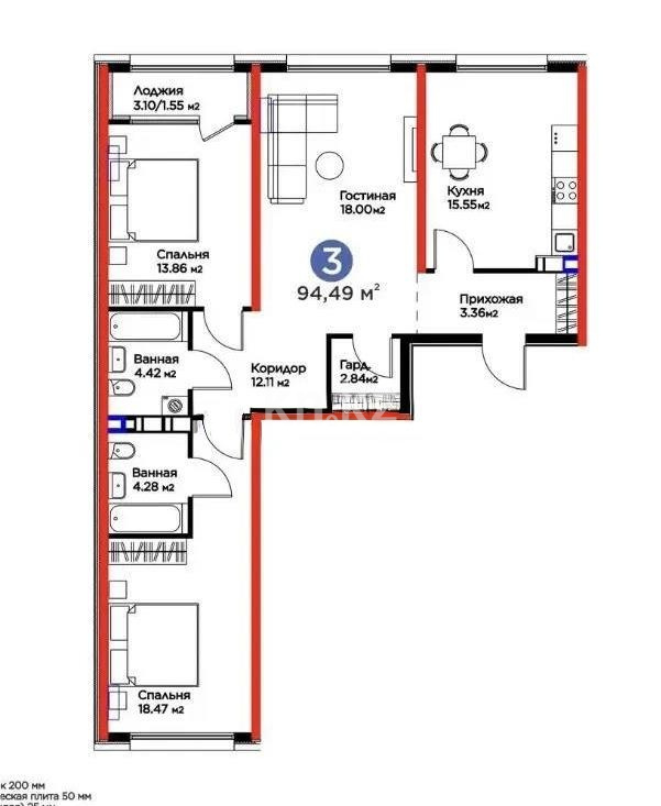 Продажа 3-комнатной квартиры, 94.49 м² в Алматы