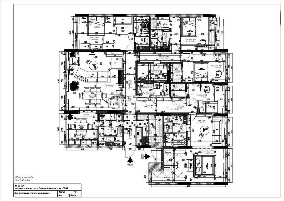 Продажа 7-комнатной квартиры, 245 м², пр. Кошкарбаева, дом  1 стр в Астане