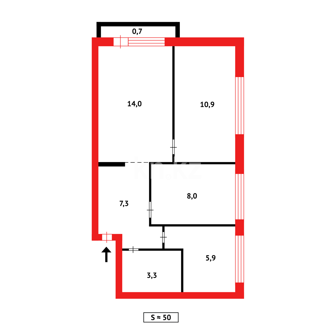 Продажа 3-комнатной квартиры, 50 м², ул. Аманжолова в Караганде - фото 11