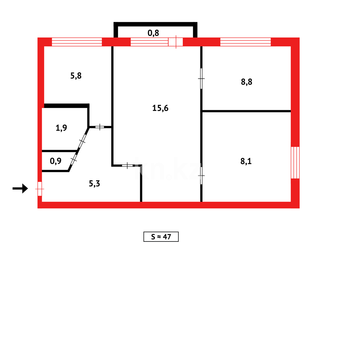 Продажа 3-комнатной квартиры, 49 м², пр. Республики в Караганде - фото 13