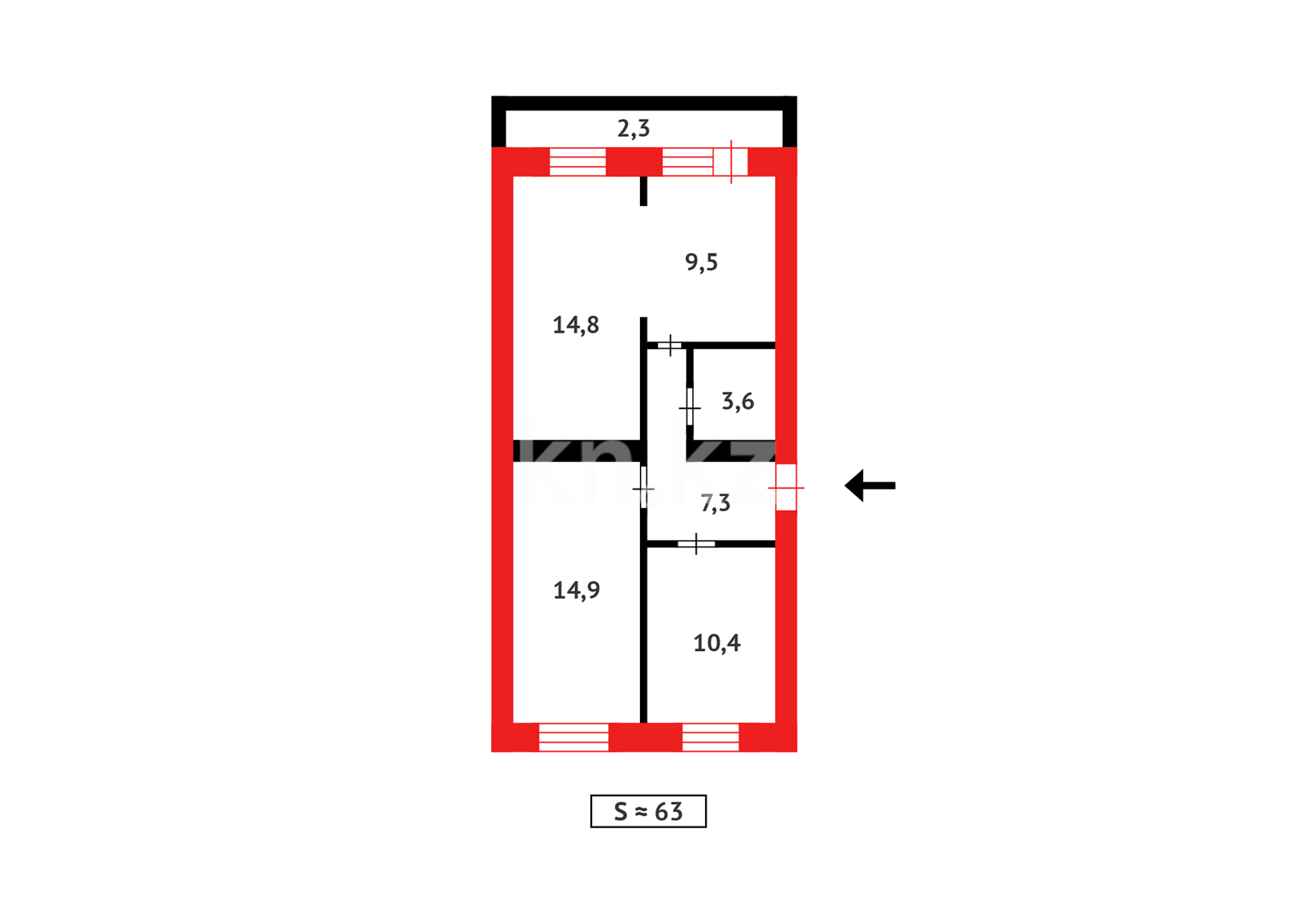 Продажа 3-комнатной квартиры, 62.8 м² в Сарани - фото 14