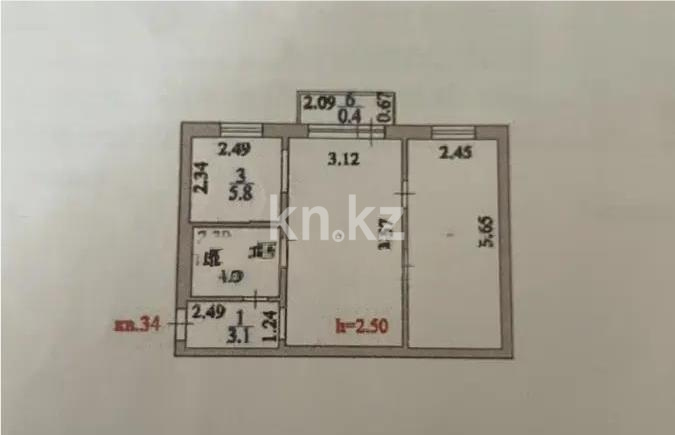 Продажа 2-комнатной квартиры, 44.6 м² в Астане - фото 5