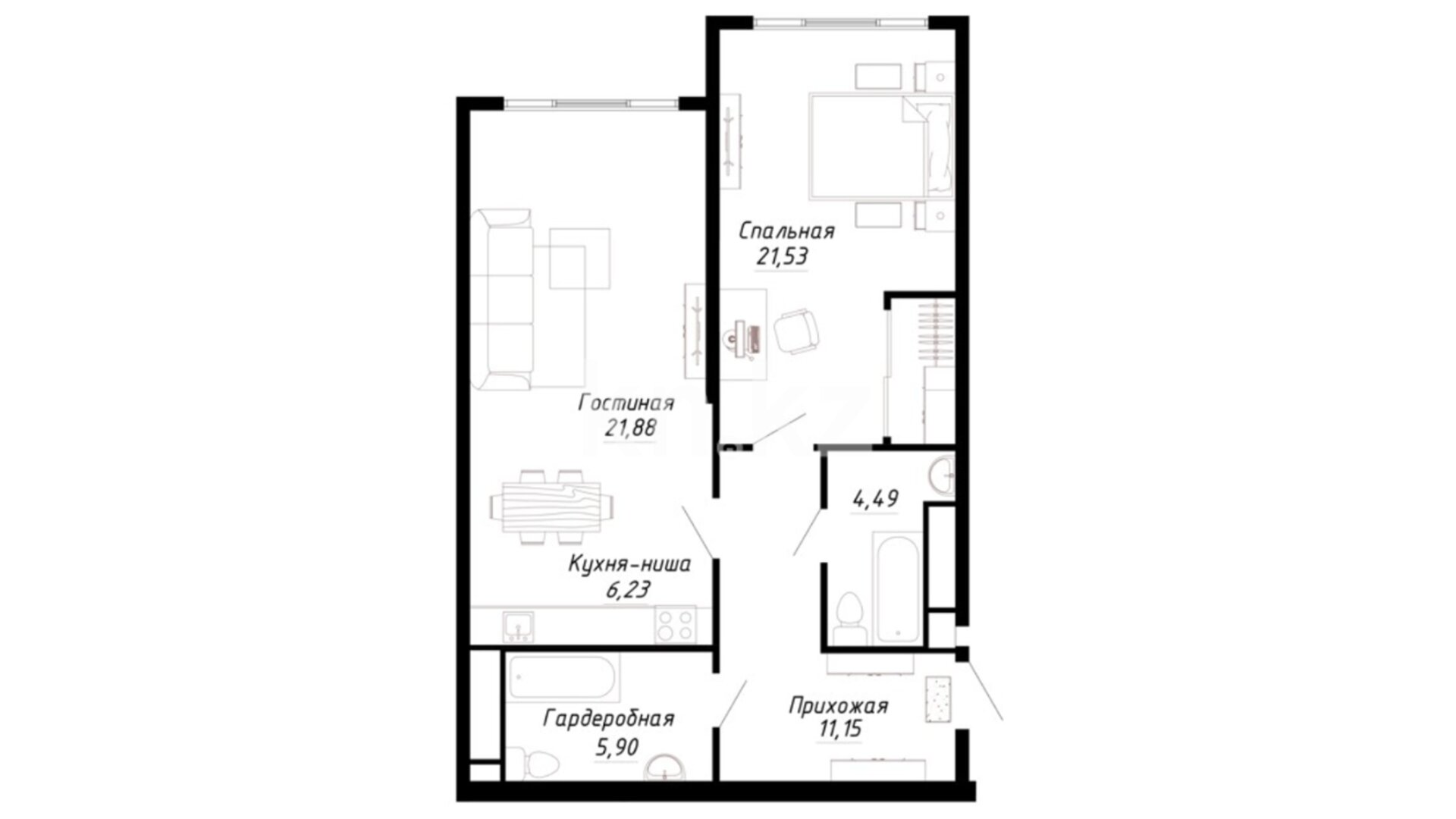 ЖК Raaf Park, 2-комнатная, цена 111 799 201 ₸, 1 480 000 ₸&nbsp;/&nbsp;м²
