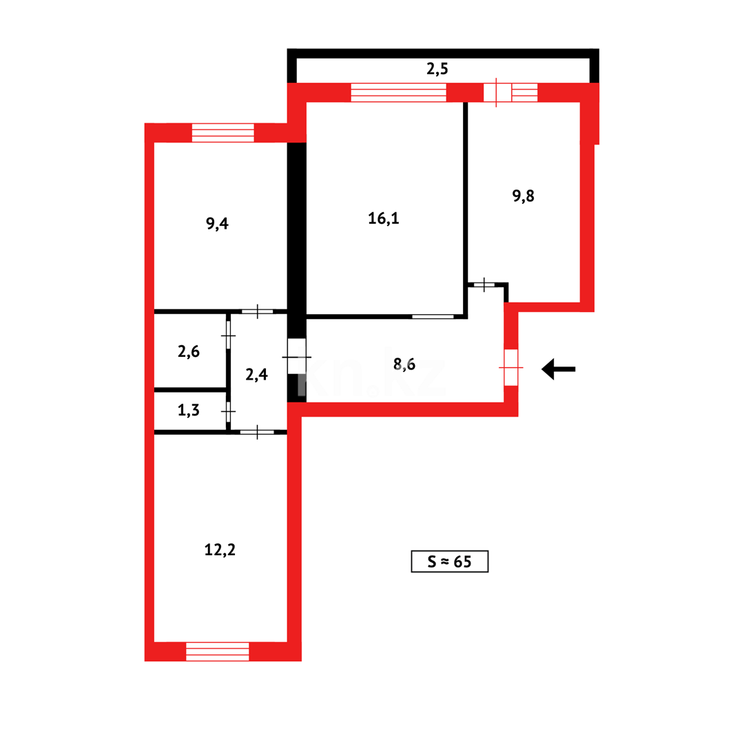 Продажа 3-комнатной квартиры, 65 м² в Караганде - фото 12