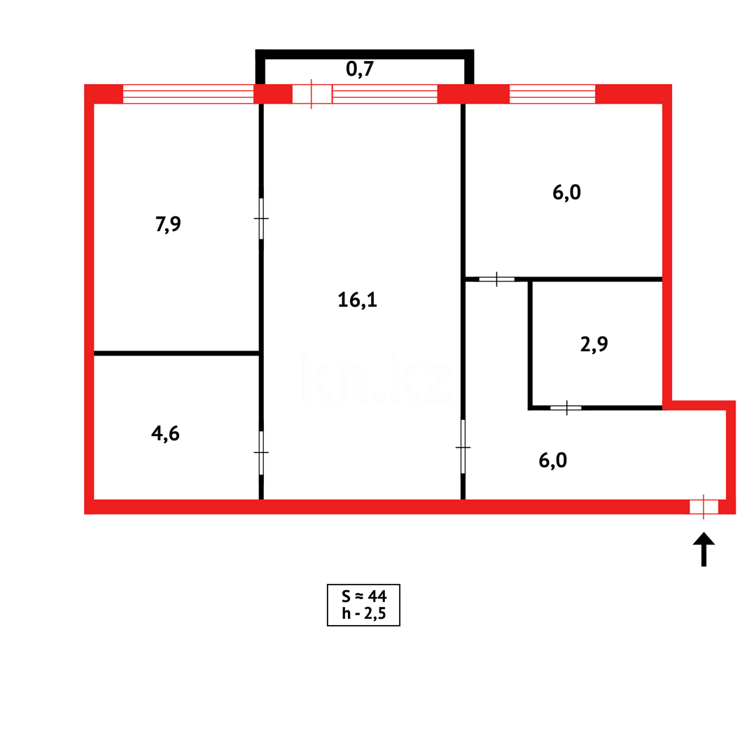 Продажа 2-комнатной квартиры, 44 м², ул. Мануильского в Караганде - фото 8