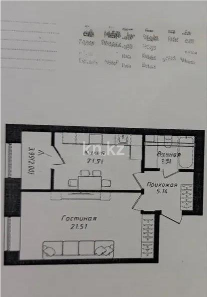 Продажа 1-комнатной квартиры, 45.32 м² в Астане