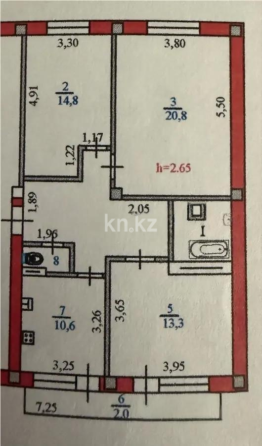 Продажа 3-комнатной квартиры, 82 м² в Алматы