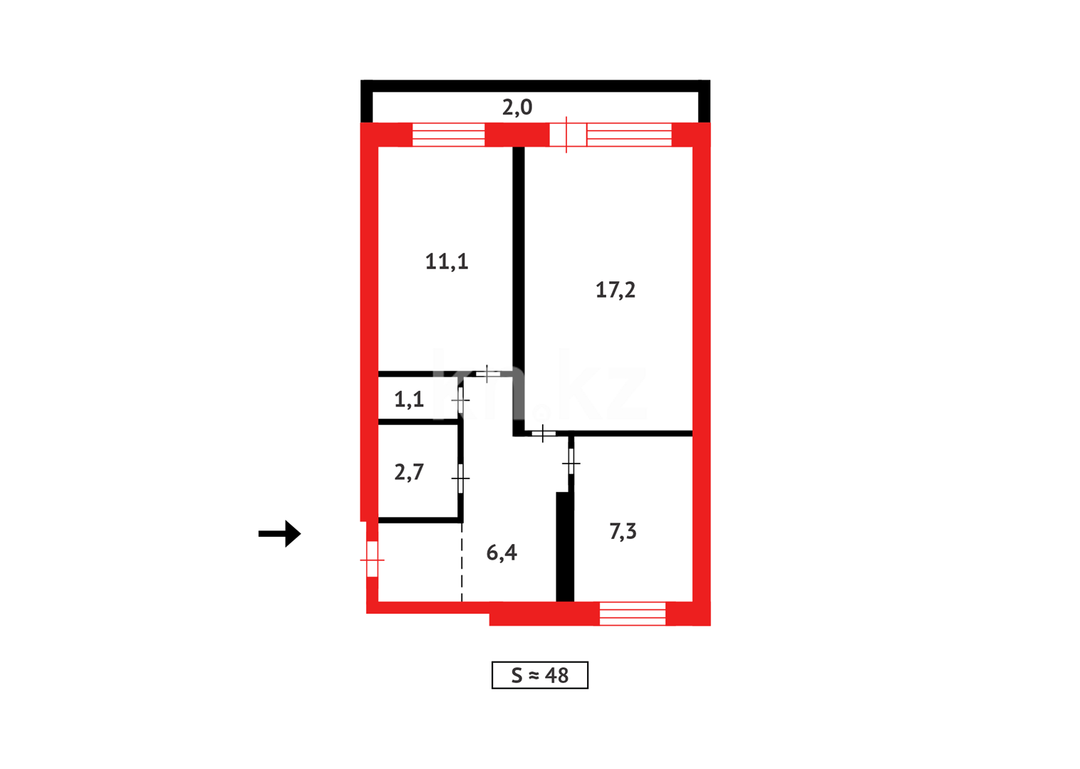 Продажа 2-комнатной квартиры, 47 м² в Караганде - фото 17