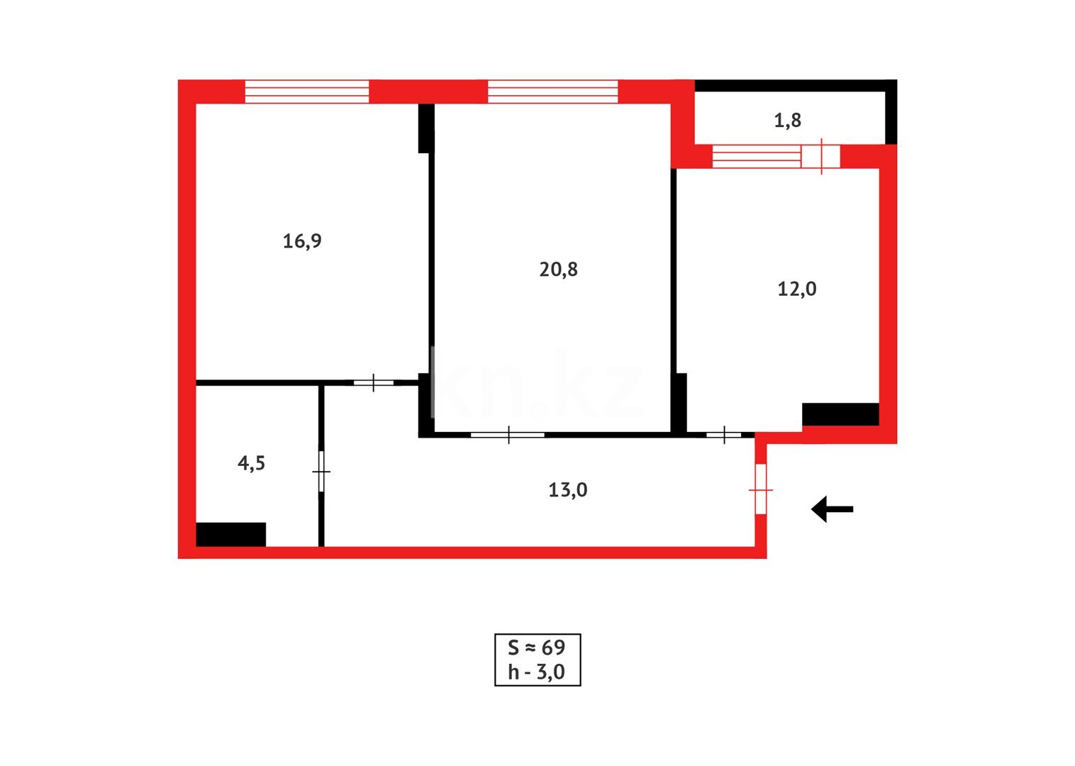 Продажа 2-комнатной квартиры, 69.85 м² в Астане - фото 14
