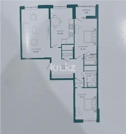 Продажа 3-комнатной квартиры, 99.49 м², ул. Достык, дом  8 в Астане