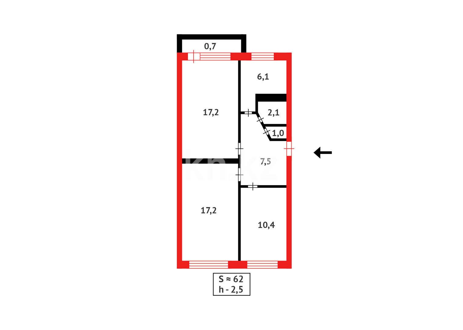 Продажа 3-комнатной квартиры, 62 м², 15-й мкр. в Караганде - фото 9