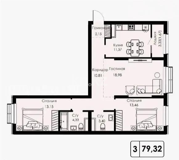 Продажа 3-комнатной квартиры, 79.3 м² в Алматы