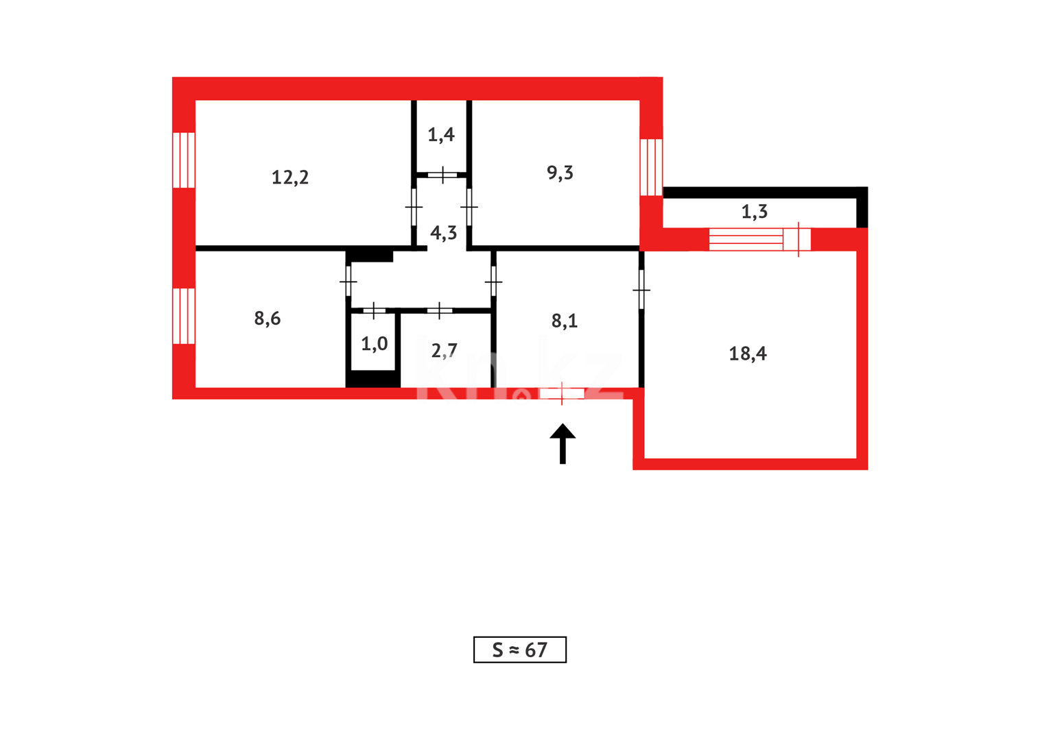 Продажа 3-комнатной квартиры, 67 м², мкр-н 9-й, дом  38 в Темиртау - фото 10