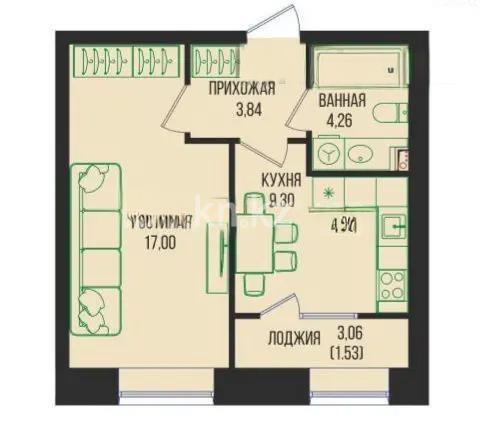 Продажа 1-комнатной квартиры, 36 м², ул. Серкебаева, дом  49 в Астане