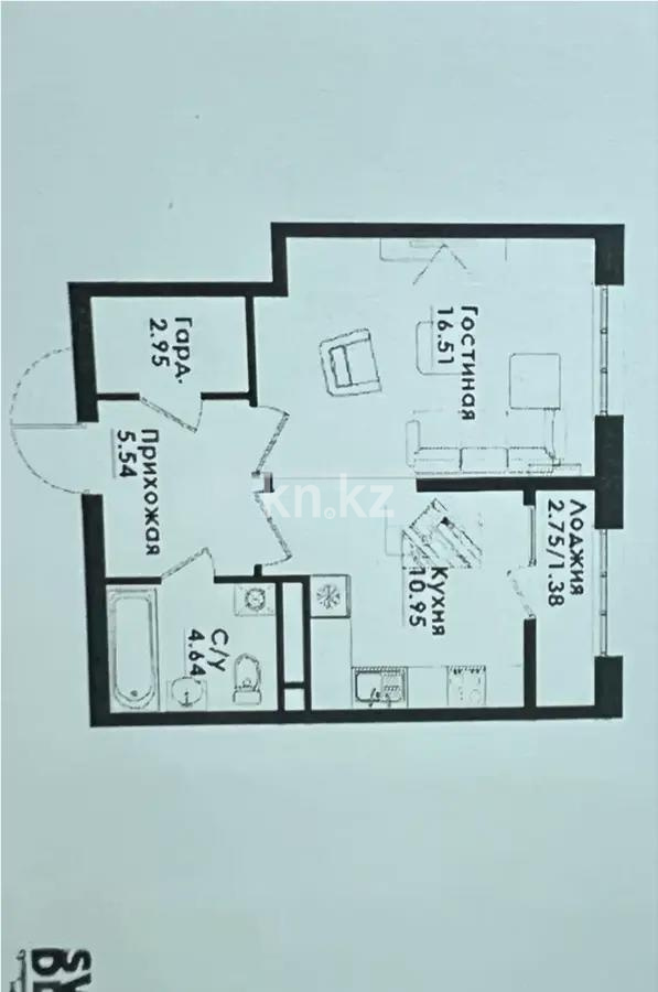 Продажа 1-комнатной квартиры, 42 м² в Алматы