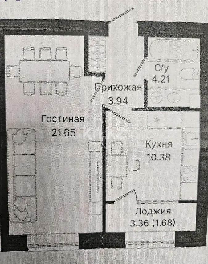 Продажа 1-комнатной квартиры, 42 м² в Астане