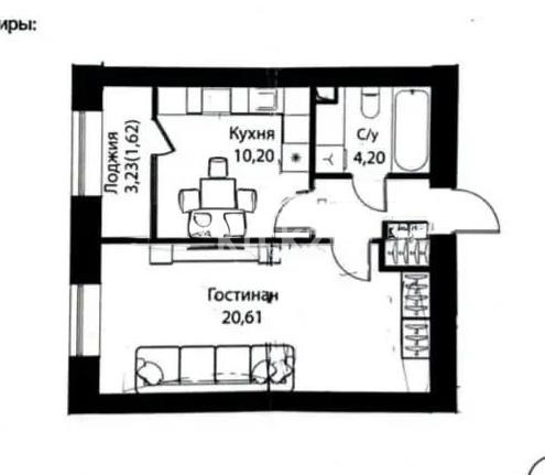Продажа 1-комнатной квартиры, 40.18 м², ул. Жошы хана, дом  12/3 в Астане
