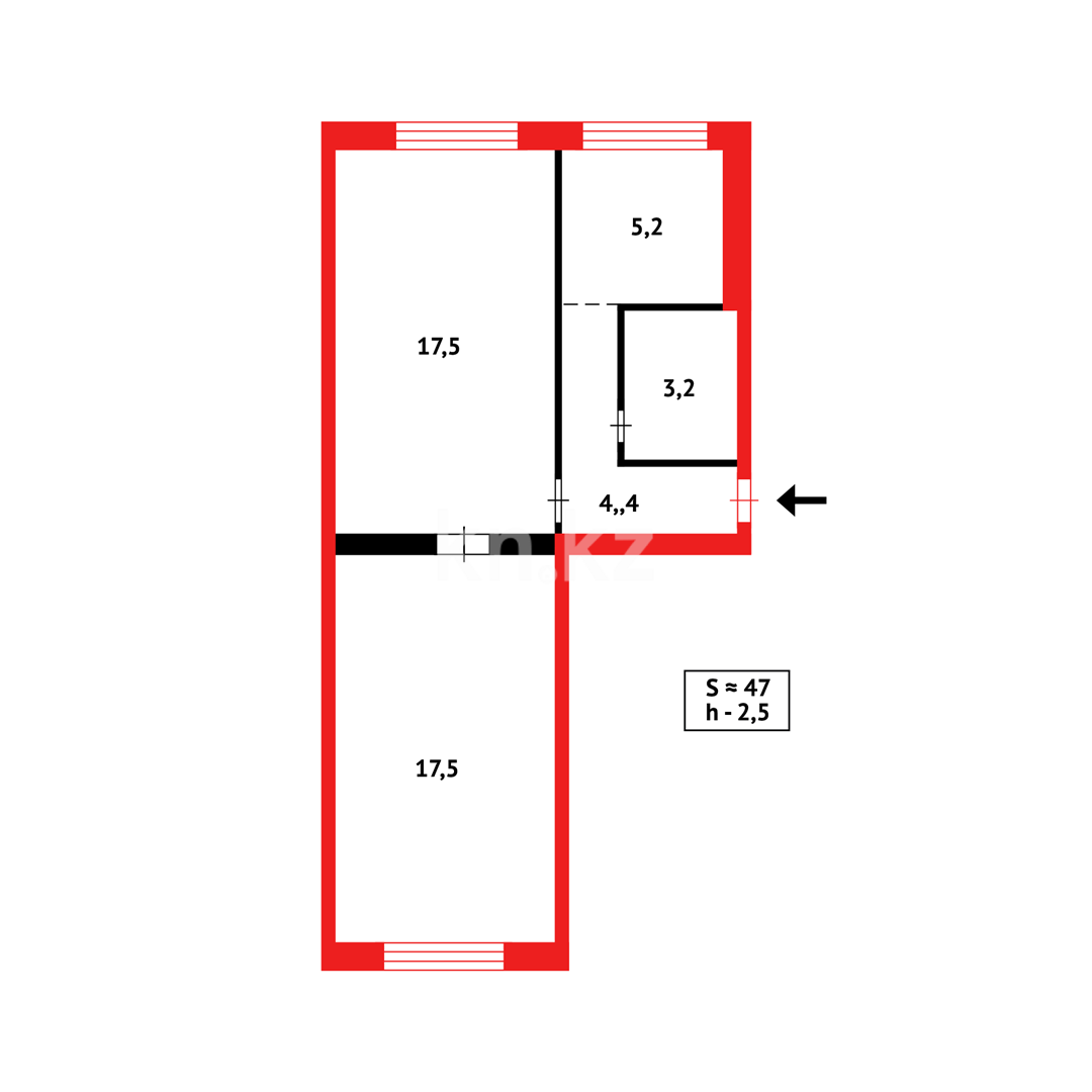 Продажа 2-комнатной квартиры, 44 м² в Караганде - фото 11