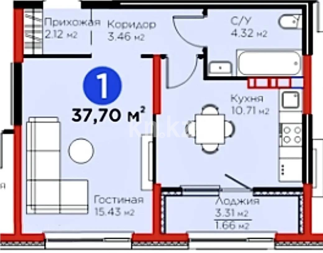 Продажа 1-комнатной квартиры, 38 м², ул. Тараз, дом  8/1 стр в Алматы