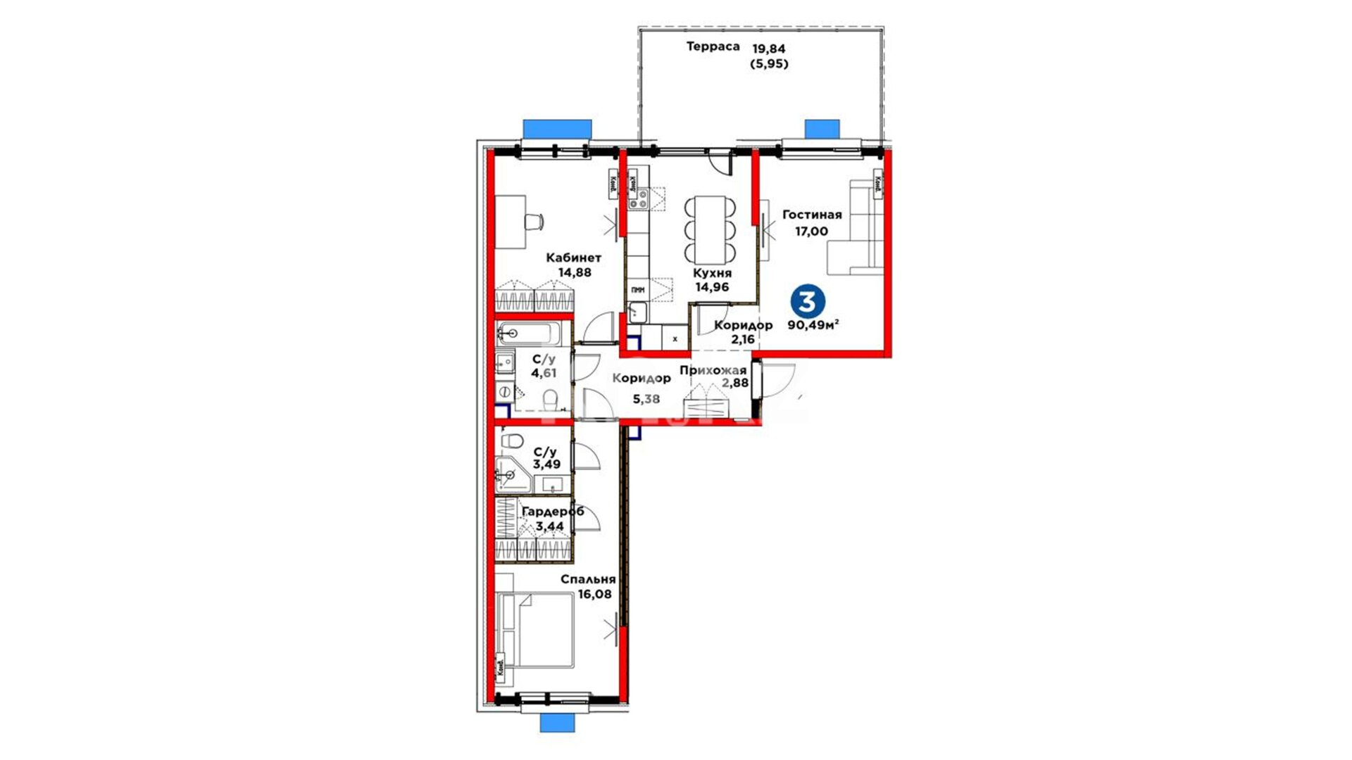 ЖК Dream City. Eco, 3-комнатная, цена 49 190 364 ₸, 543 600 ₸&nbsp;/&nbsp;м²
