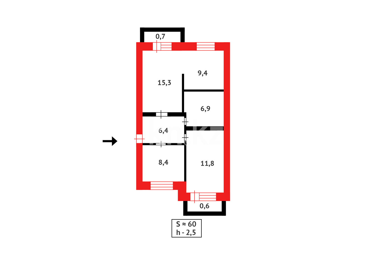 Продажа 3-комнатной квартиры, 60 м² в Караганде - фото 11