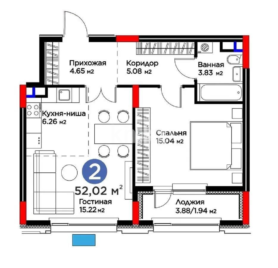 Продажа 2-комнатной квартиры, 52 м², ул. Е-899, дом  3 в Астане