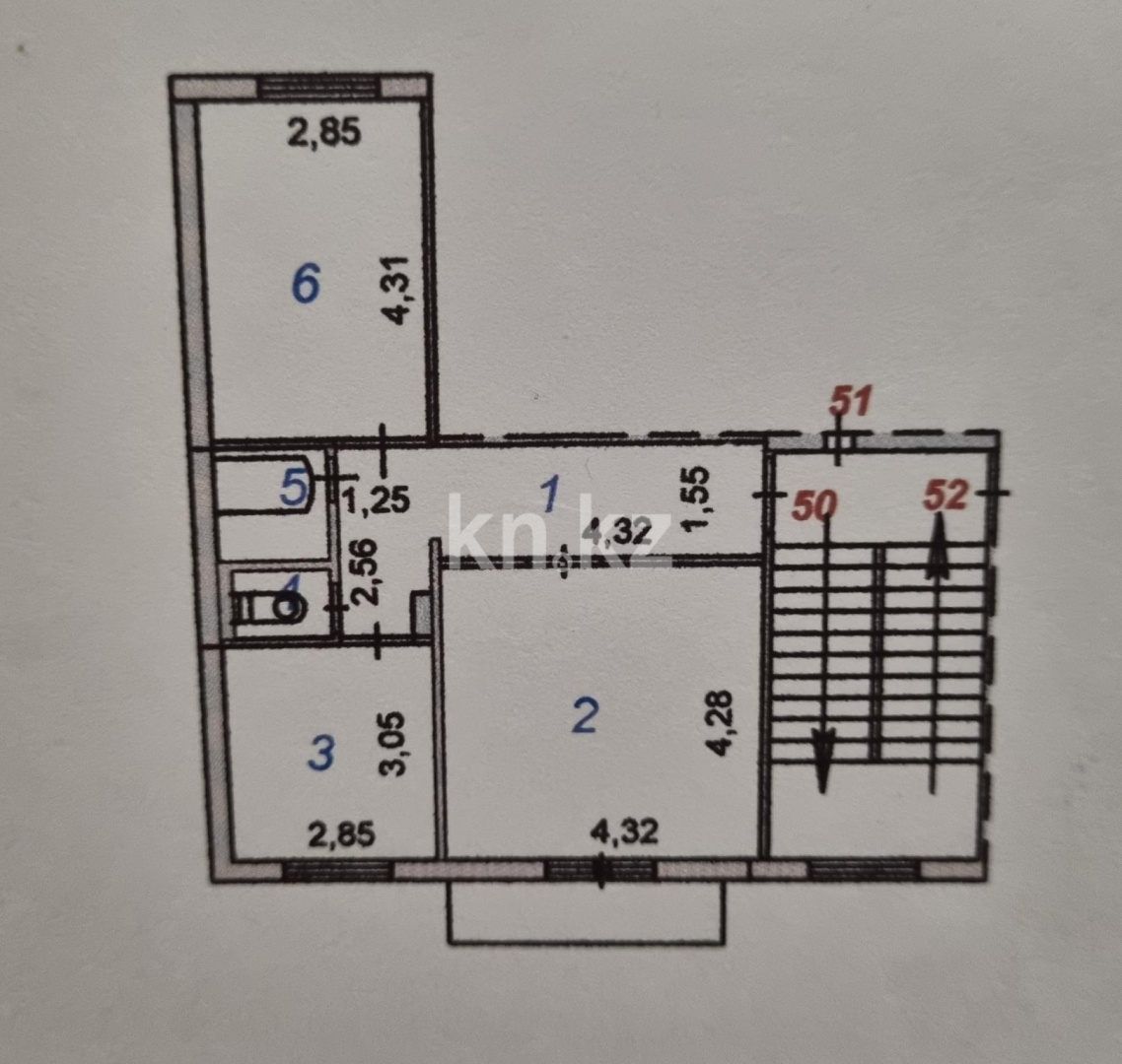 Продажа 2-комнатной квартиры, 53 м², ул. Штурманская, дом  1/6 в Караганде