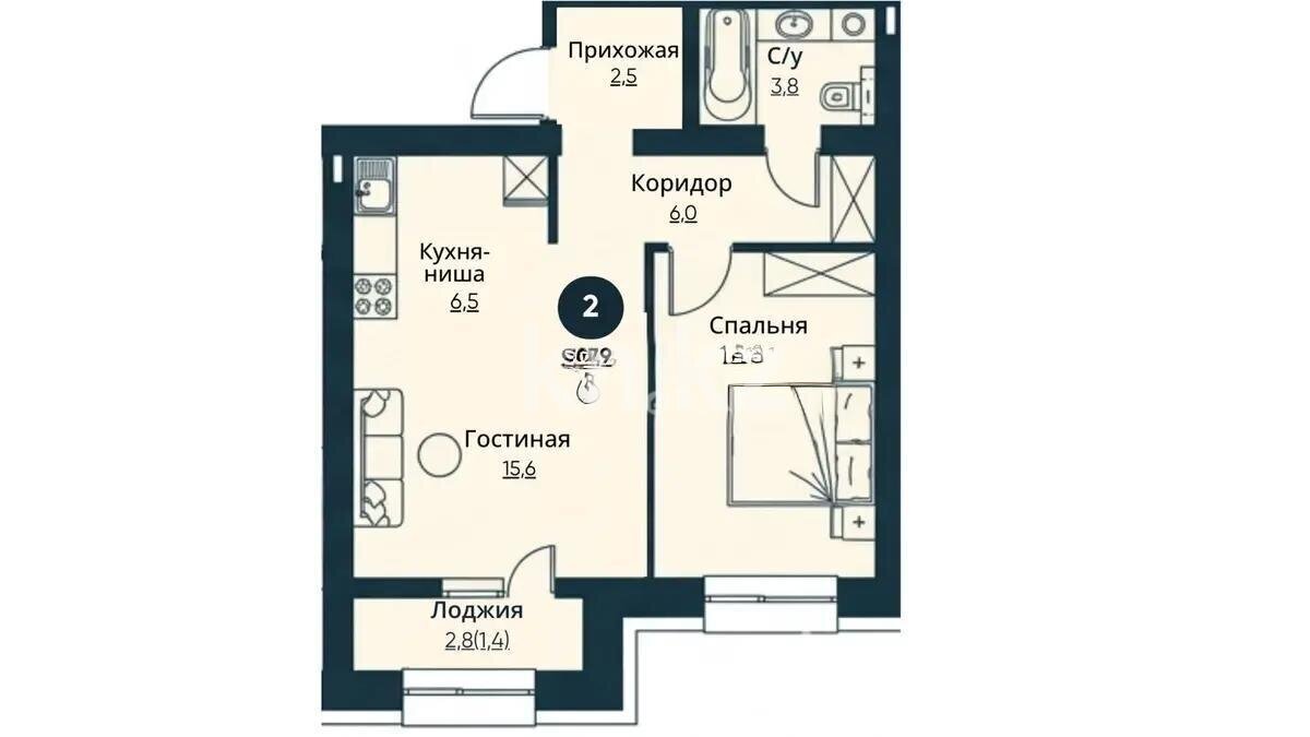 Продажа 2-комнатной квартиры, 50 м² в Астане