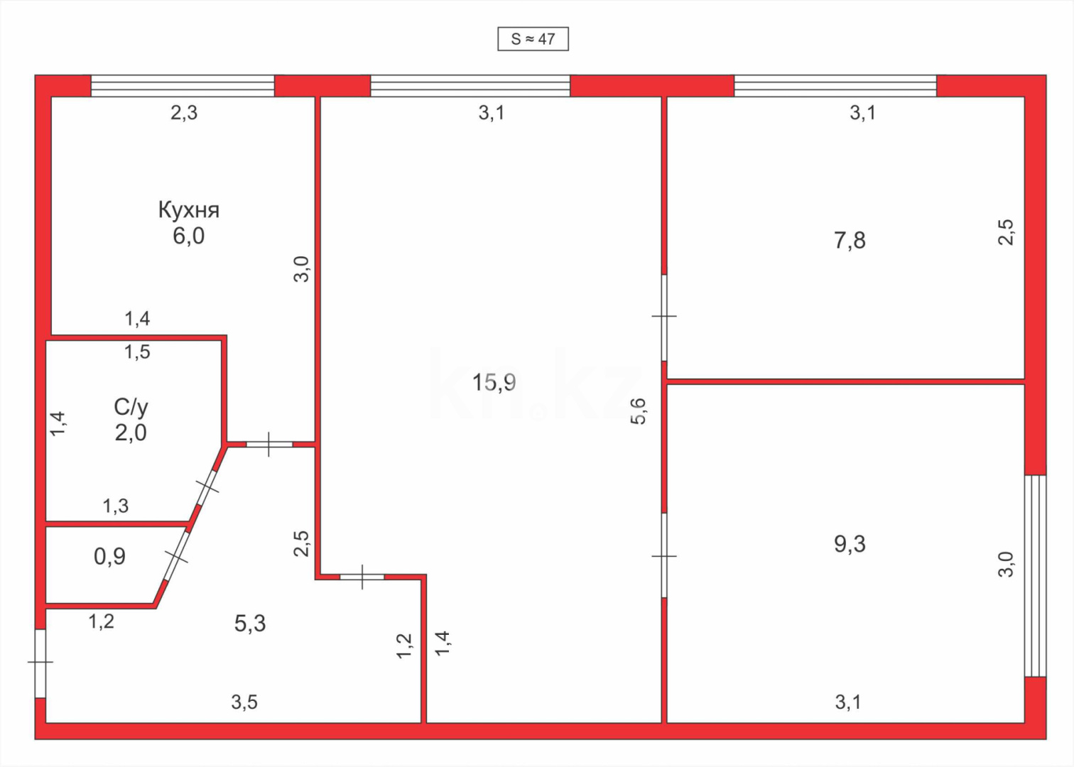 Продажа 3-комнатной квартиры, 48 м², 17-й мкр., дом  55 в Караганде - фото 14