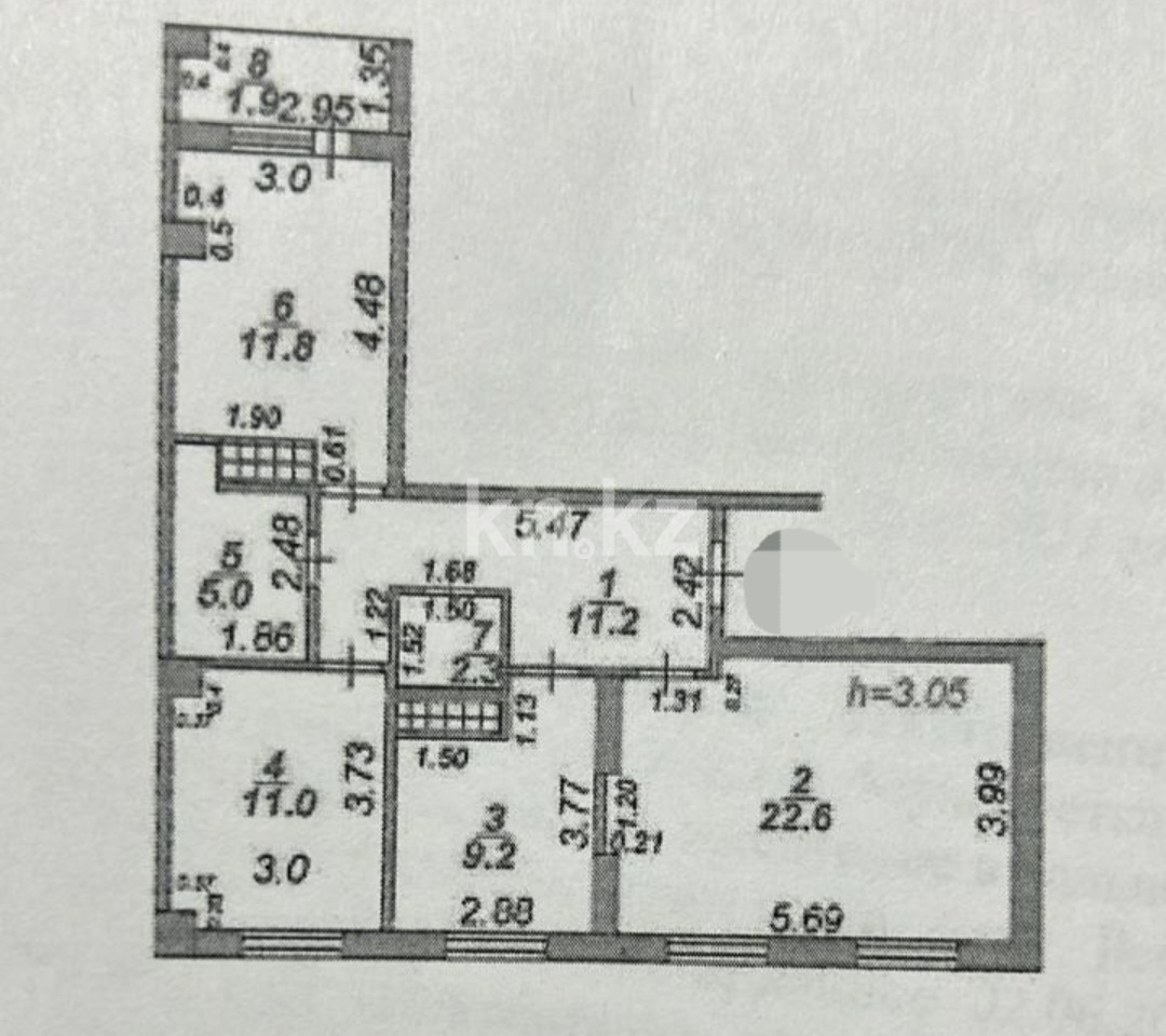 Продажа 4-комнатной квартиры, 89 м², ул. Дюсембекова, дом  44/2 в Караганде - фото 3
