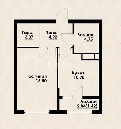 Продажа 2-комнатной квартиры, 41.4 м² в Алматы