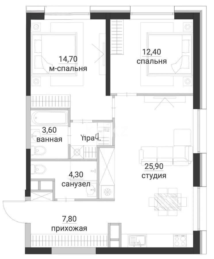 Продажа 3-комнатной квартиры, 70 м² в Алматы